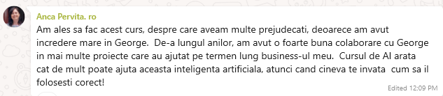 Testimonial Anca Câmpean - Training AI CODE24